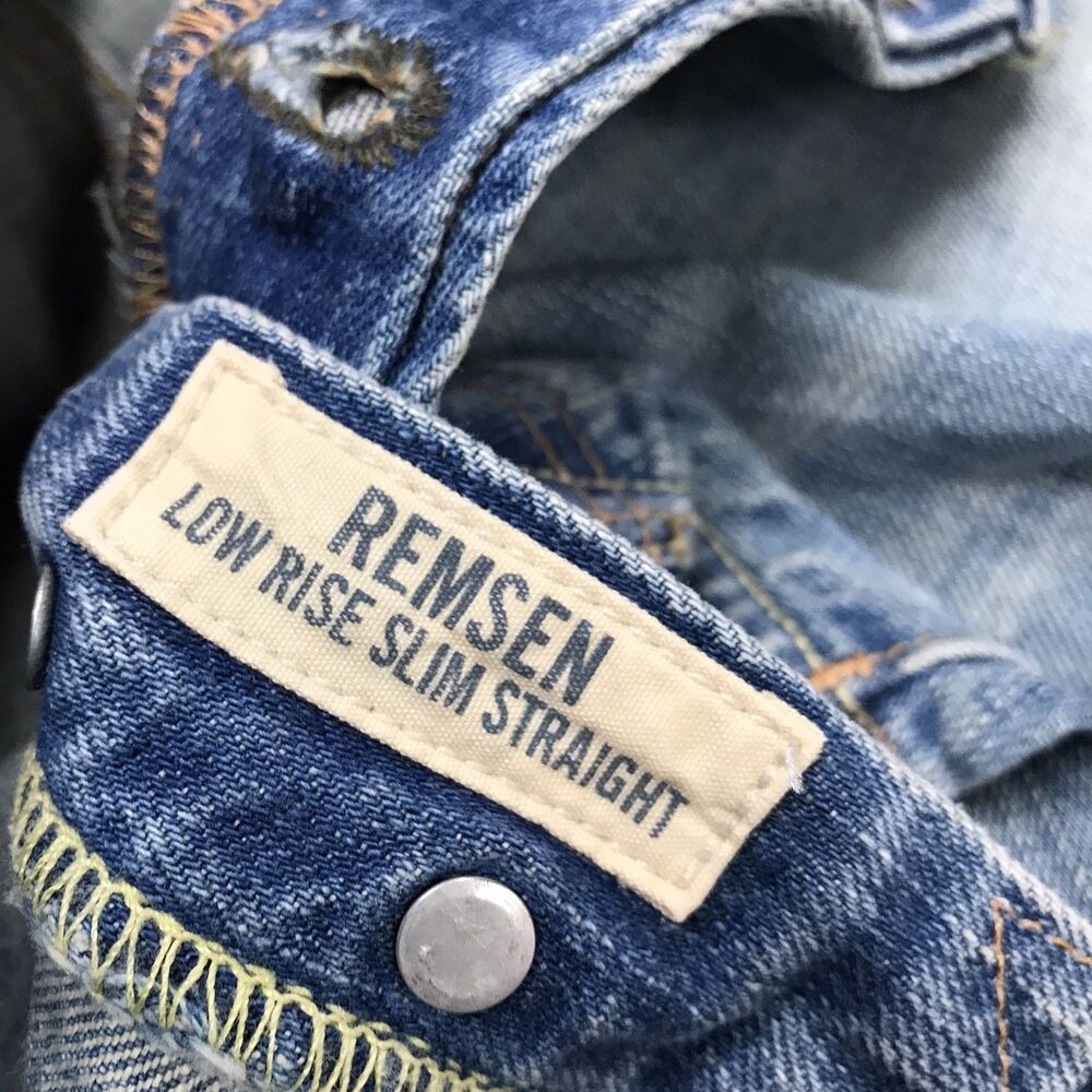 Y2K ABERCROMBIE & FITCH Remsen Jeans Men 32x34 Distressed Low Rise Slim Straight - Picture 14 of 16